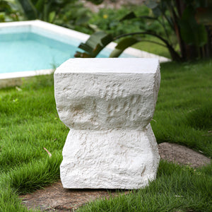 Cleo Modern Outdoor Side Table with Weather-Resistant MGO - Matte White