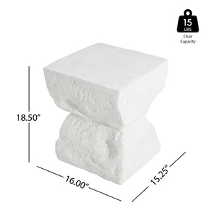 Cleo Modern Outdoor Side Table with Weather-Resistant MGO - Matte White