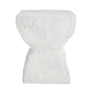 Cleo Modern Outdoor Side Table with Weather-Resistant MGO - Matte White