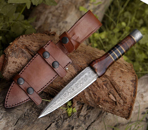 Cloud Damascus Dagger with Sheath - TRAPSKI