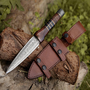 Cloud Damascus Dagger with Sheath - TRAPSKI