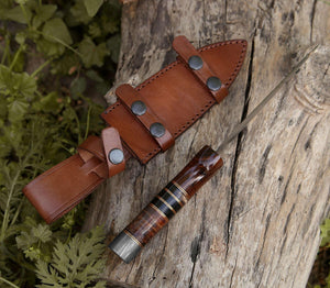 Cloud Damascus Dagger with Sheath - TRAPSKI