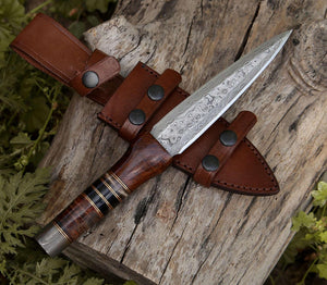 Cloud Damascus Dagger with Sheath - TRAPSKI