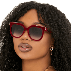 Coco - Red Velvet Frame Black Lens Wayfarer Sunglasses - TRAPSKI