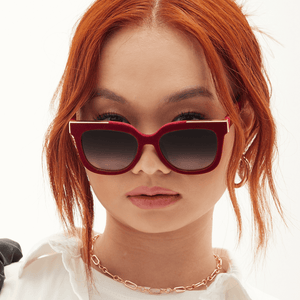 Coco - Red Velvet Frame Black Lens Wayfarer Sunglasses - TRAPSKI