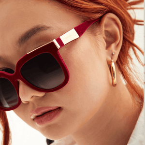 Coco - Red Velvet Frame Black Lens Wayfarer Sunglasses - TRAPSKI