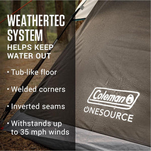 Coleman OneSource Rechargeable 4-Person Camping Dome Tent w/Airflow System LED Lighting - TRAPSKI