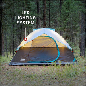 Coleman OneSource Rechargeable 4-Person Camping Dome Tent w/Airflow System LED Lighting - TRAPSKI