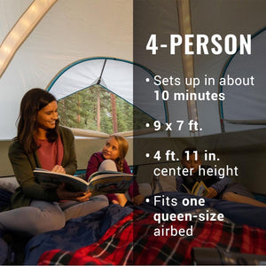 Coleman OneSource Rechargeable 4-Person Camping Dome Tent w/Airflow System LED Lighting - TRAPSKI