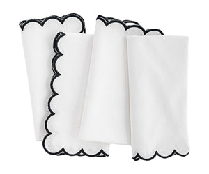 Napkins Black and White - Closewave Scalloped Edge