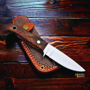 Compact D2 Hunting Knife Rosewood Handle SS Guard