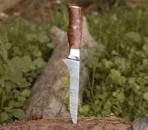 Concord Damascus Fillet Knife with Exotic Olive wood Handle - TRAPSKI