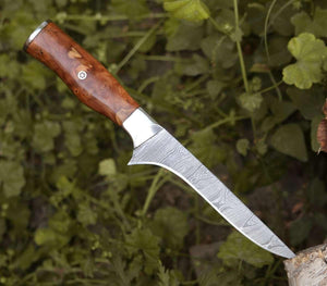 Concord Damascus Fillet Knife with Exotic Olive wood Handle - TRAPSKI