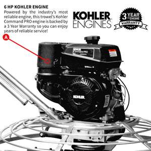 36" Concrete Power Trowel 6HP Kohler Float Pan Screed Edge Cement Finishing Tool - TRAPSKI
