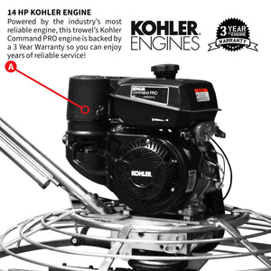 46" Concrete Power Trowel 14HP Kohler Float Pan Screed Edge Cement Finishing Tool - TRAPSKI