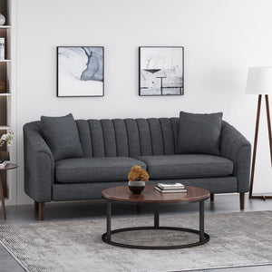 Contemporary 3 Seater Sofa with Plush Accents - Fabric