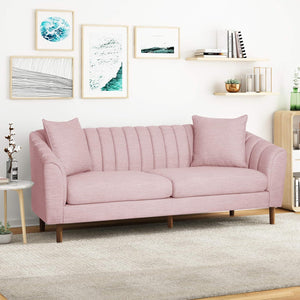 Contemporary 3 Seater Sofa with Plush Accents - Fabric