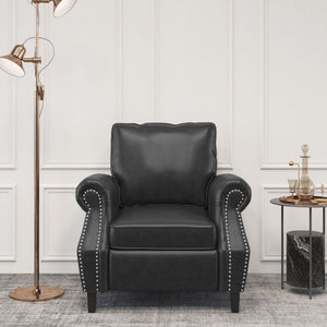 Contemporary Club Chair with Nailhead Trim and Rolled Armrests - Dark Brown or Black