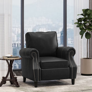 Contemporary Club Chair with Nailhead Trim and Rolled Armrests - Dark Brown or Black