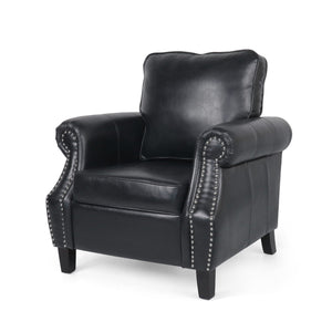 Contemporary Club Chair with Nailhead Trim and Rolled Armrests - Dark Brown or Black