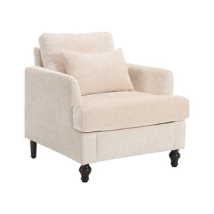 Modern Mid Century Wood Frame Armchair with Tufted Design - Multiple Colors
