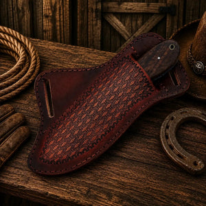 Cowboy Field Working Knife – Black Powder Coated Rasp Steel Blade with Turquoise & wood Handle