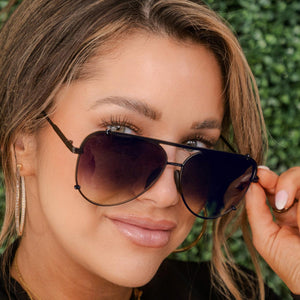 Cristina - Tangle Free - Faded Black Aviator Sunglasses - TRAPSKI