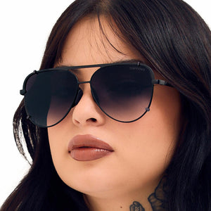 Cristina - Tangle Free - Faded Black Aviator Sunglasses - TRAPSKI