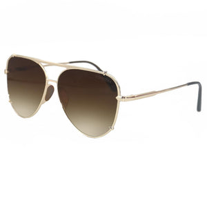Cristina - Tangle Free - Faded Brown Aviator Sunglasses - TRAPSKI