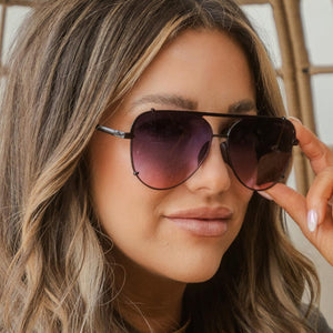 Cristina - Tangle Free - Faded Purple & Pink Aviator Sunglasses - TRAPSKI