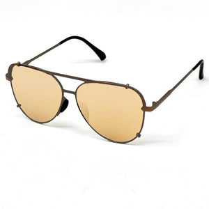 Cristina - Tangle Free - Mirrored Brown Aviator Sunglasses - TRAPSKI