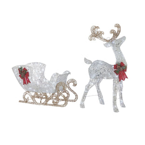 NOMA Reindeer and Sleigh Christmas Display Pre-Lit LED Outdoor Lawn Decoration - TRAPSKI