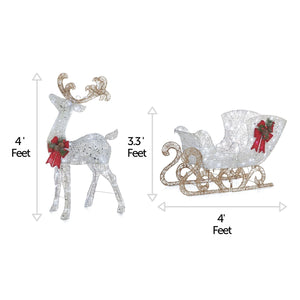 NOMA Reindeer and Sleigh Christmas Display Pre-Lit LED Outdoor Lawn Decoration - TRAPSKI