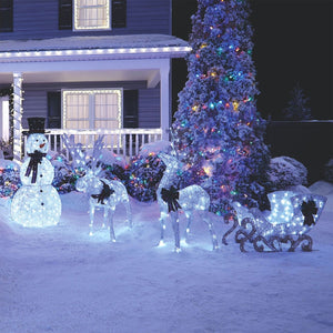 NOMA Reindeer and Sleigh Christmas Display Pre-Lit LED Outdoor Lawn Decoration - TRAPSKI