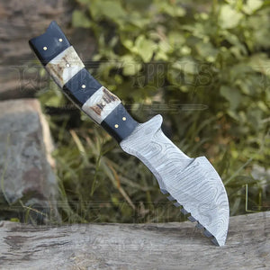 Custom HANDMADE FORGED DAMASCUS Steel Hunting BUSHCRAFT SURVIVAL TRACKER KNIFE