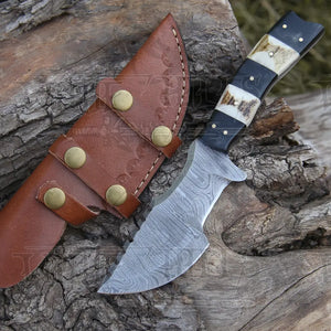 Custom HANDMADE FORGED DAMASCUS Steel Hunting BUSHCRAFT SURVIVAL TRACKER KNIFE