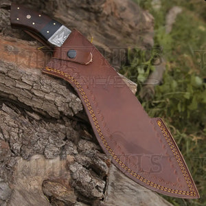 Custom Handmade Forged Damascus Steel Survival Hunting Bushcraft Kukri Knife EDC 12” With Cocobolo Wood Bull Horn & Engraved Bolster Handle WH 3895