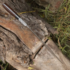 Custom Handmade Forged Damascus Steel Survival Hunting Bushcraft Kukri Knife EDC 12” With Cocobolo Wood Bull Horn & Engraved Bolster Handle WH 3895