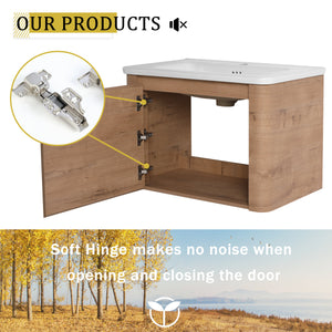 28'' Wall-Mounted Bathroom Vanity with Ceramic Sink
