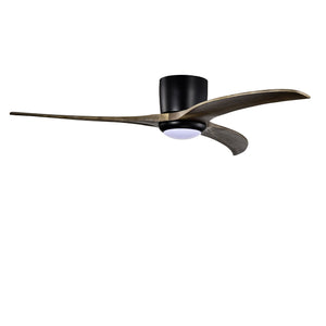 52" Flush Mount Solid Wood Blades Ceiling Fan with Lights and Remote Control