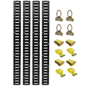 12 Pieces E Track Tie-Down Rail Kit for Trucks, Vans, Garages - Black