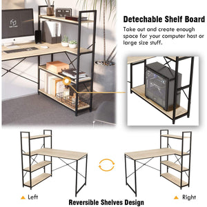 Nost & Host L Shaped Contemporary Home Office Computer Desk with Shelves, Oak