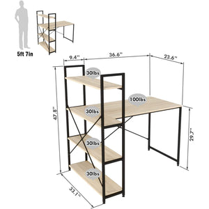 Nost & Host L Shaped Contemporary Home Office Computer Desk with Shelves, Oak