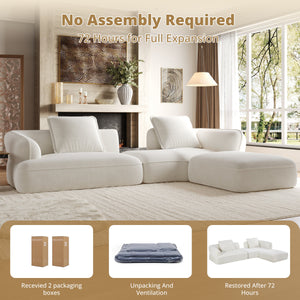 122" Modern L-Shaped Sectional Sofa with High-Density Foam and Chaise Lounge
