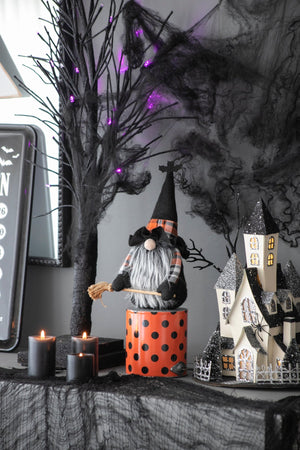 Set of 2, 10.6"H Halloween Gnome Decor