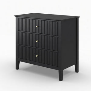 Fluted 3 Drawer Nightstand With Soft Close Slides