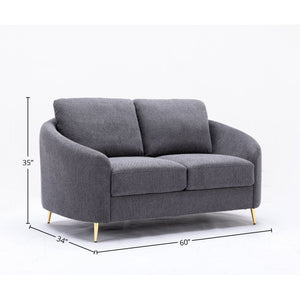 Yuina Linen Loveseat - Gray