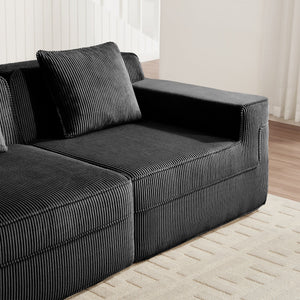 Armless Sofa With Pillow Corduroy