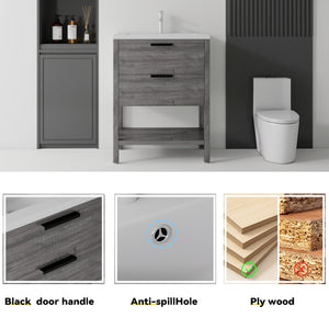 24 Inch Freestanding Bathroom Vanity with Sink