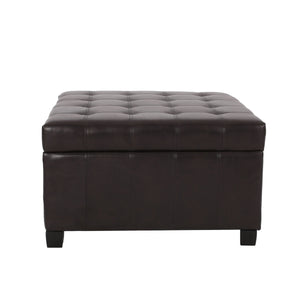 Upholstered Tufted PU Leather Storage Ottoman